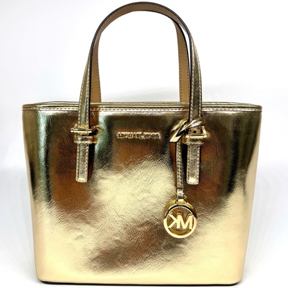 Michael Kors XS Jet Set Travel Top Zip Tote Bag Pale Gold - Picture 2 of 9